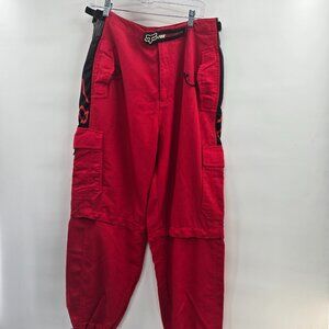 Vintage Fox Racing Red Sports Pants Size 34 Cargo Pockets